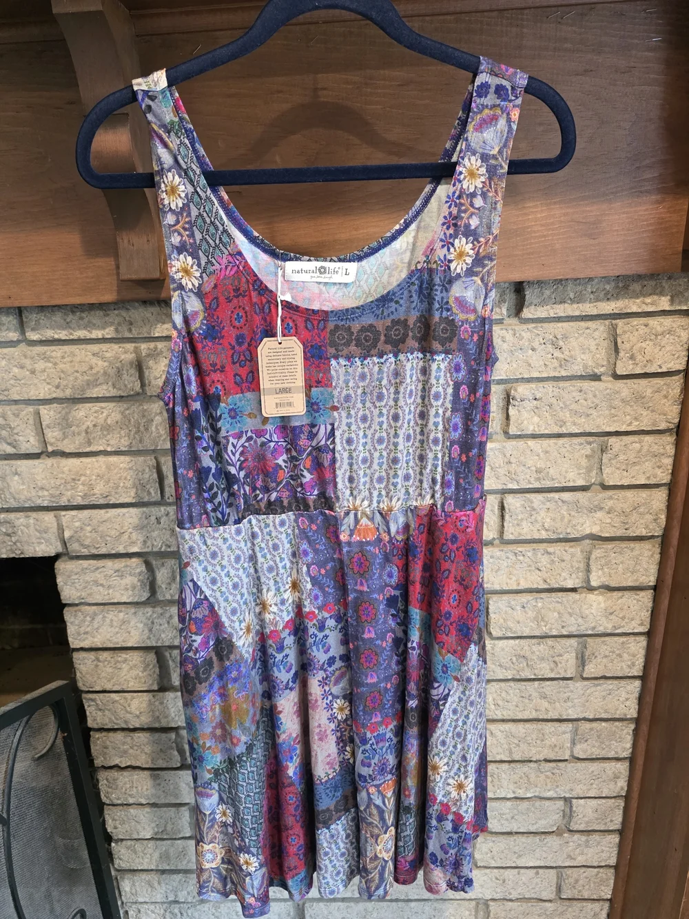 NATURAL LIFE Purple and Red Patchwork Sleeveless Mini Dress